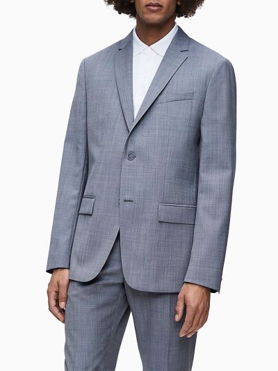 Calvin Klein Ruhák HU482236 | Calvin Klein Wool Blend Textured Férfi Blézer Világos Szürke